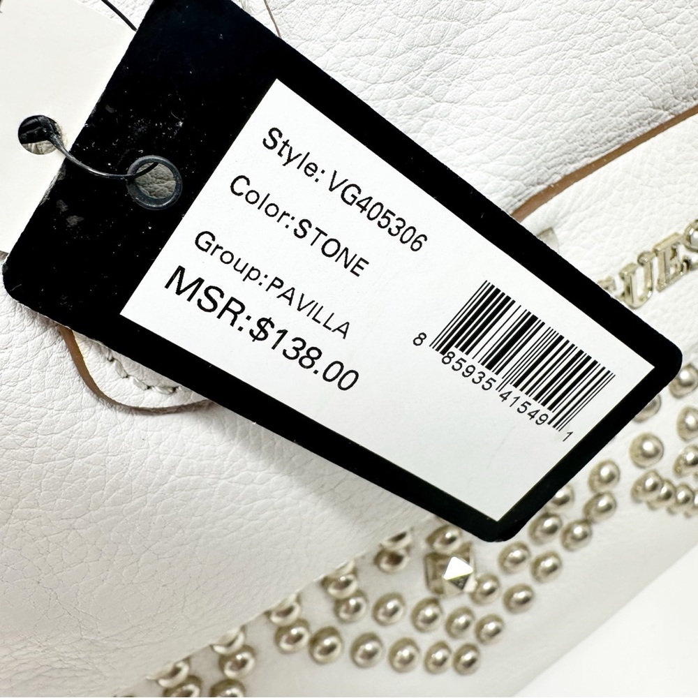 Guess Satchel Crossbody Leather Studded Shoulder Bag Tote w/ Fringe Tassel Charm - Picture 7 of 14
